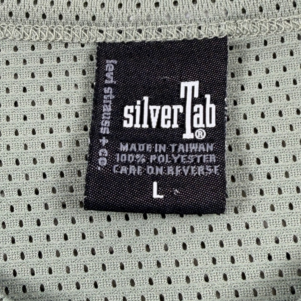 SilverTab Levi Strauss T-Shirt Mens L Green Mesh Sleeve Pocket Vintage‎ Y2K 322M - Picture 2 of 8